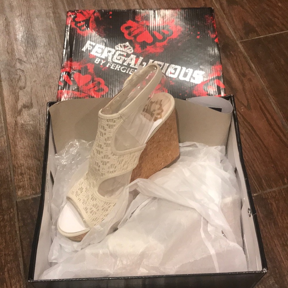 White Lace Cork Wedge